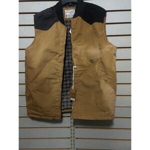 Outlander by Craft+Flow Womens Canvas Western Vest Tan Black Plaid‎ Lined Small